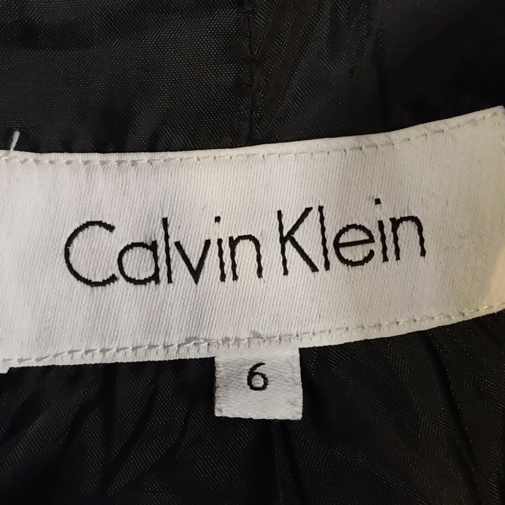 Calvin Klein Women Size 6 Black Wool Blend Pea Coat Button Double Breasted - Picture 5 of 6